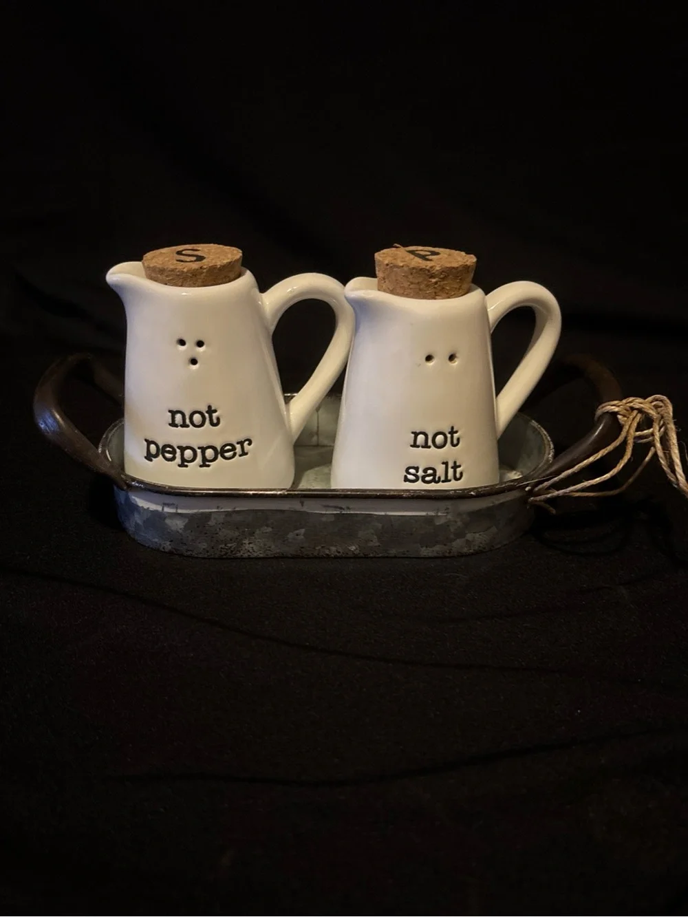 Mud Pie Not Salt and Pepper Caddy Set. Cottage Core.